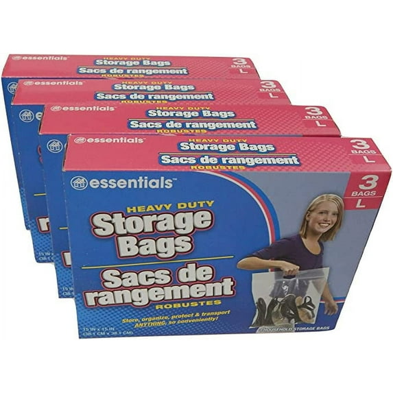 Storage Bags - Heavy Duty Clear Plastic Storage Bags 2-Count L - 4 Pack by Osnell USA