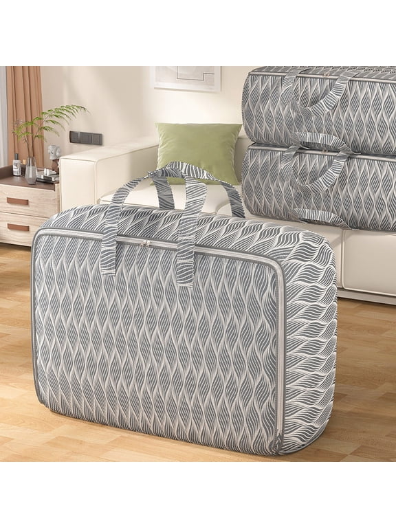 Storage Bags Heavy Duty with Reinforced Handles Double Zipper Collapsible Space Saving for Closet Quilt Comforters Travel Moving Supplies Thickened Cotton Large Capacity