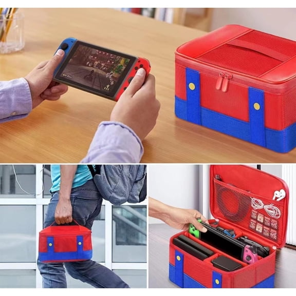 Storage Bags, Portable Soft Shell Waterproof Protective Storage Travel Carrying Case Messenger Bag Oxford for Switch/ OLED/ Lite, Carry Case for Switch Accessories, Red