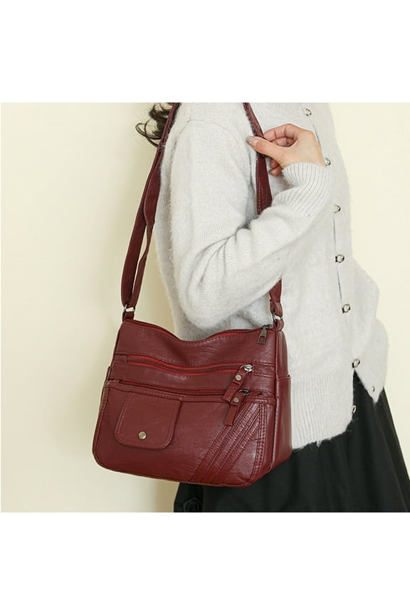 Storage Bags Storage Organizer PU Leather Shoulder Bag, Multi-Pocket Tote Purse, Large Capacity Handbag, Fashion Work Travel Bag, Vintage Stylish Crossbody, Soft Textured Women's Bag