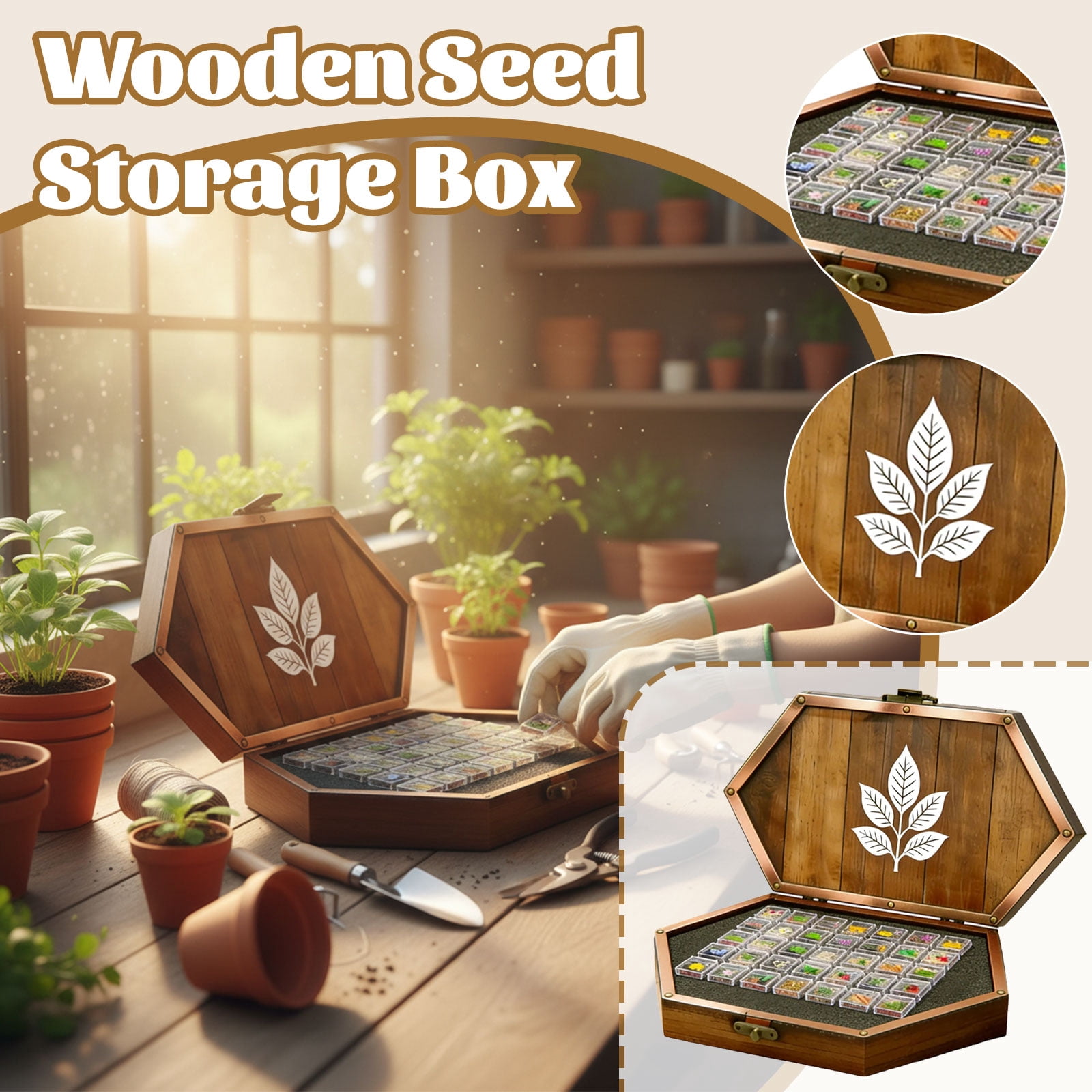 Storage Bags Wooden Seed Storage Box - Suitable For Gardening, Planting, And Storing Craft Beads And Parts. Storage Bins, Closet Organization and Storage Dividers for Clothin