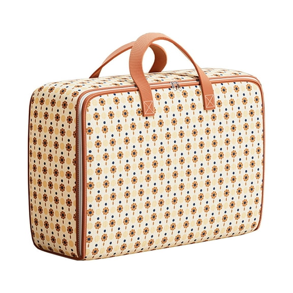 Storage Bags with Handles, Zippered Moving Bags, Large Capacity Travel Clothes Storage Bag, Foldable Moistureproof Brown Cloth Organizer