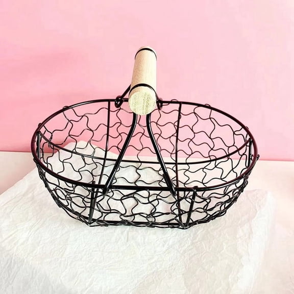 Storage Basket Bread Basket Fruit Basket Decorative Basket Home Decor Basket Portable Chicken Wire Bracket Counter Metallic Line Iron