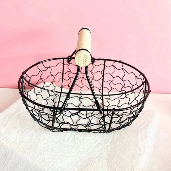 Storage Basket Bread Basket Fruit Basket Decorative Basket Home Decor Basket Portable Chicken Wire Bracket Counter Metallic Line Iron
