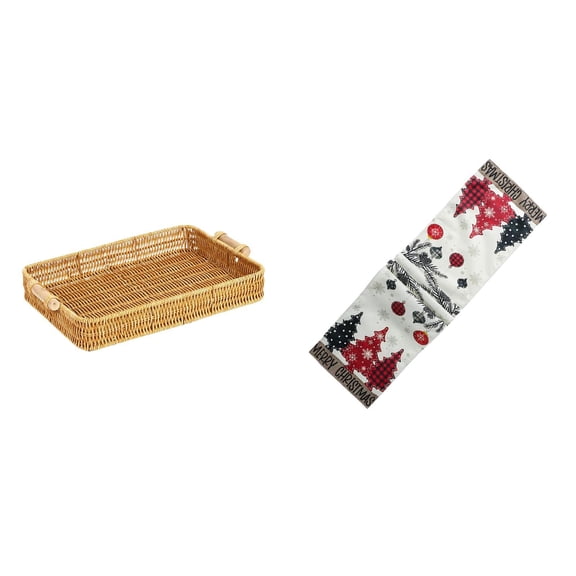 Storage Basket Bread Plate Table Runner Durable Polyester for Christmas Dining Room Display