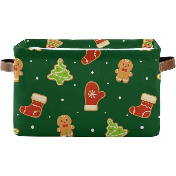 Storage Basket Christmas Gingerbread Foldable Canvas Laundry Baskets Bin Waterproof Inner Layer with Sturdy Handles for Toy Nursery Blanket Clothes 1 Pack