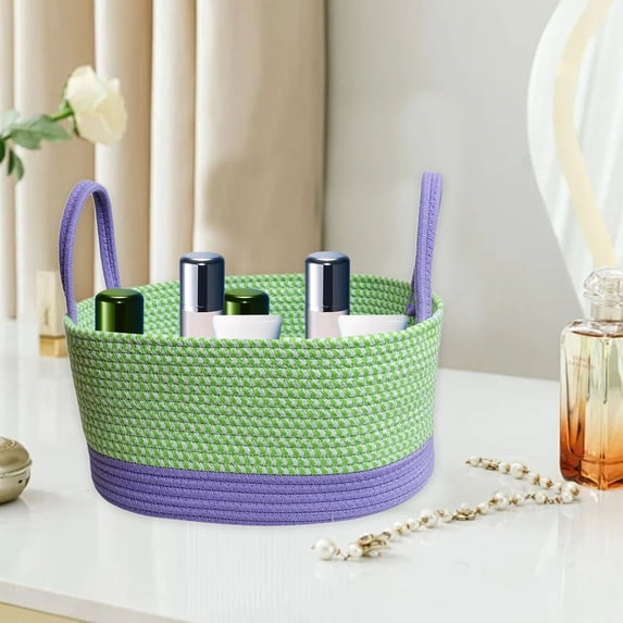 Storage Basket, Desktop Storage Basket, Large Cotton Woven Design, Household Organizer Bin, Toy Storage Basket, Magazine Holder, Living Room Decor Container, Bedroom Closet Basket