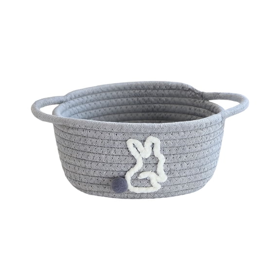 Storage Basket,Empty Gift Baskets,Easter Basket,Gift Basket,Baskets for Gifts Empty,Dog Toy Basket,Wicker Basket,Small Basket,Oval Decorative Toy Dog Cat Basket,Picnic Basket,Gray White Rabbit(M)