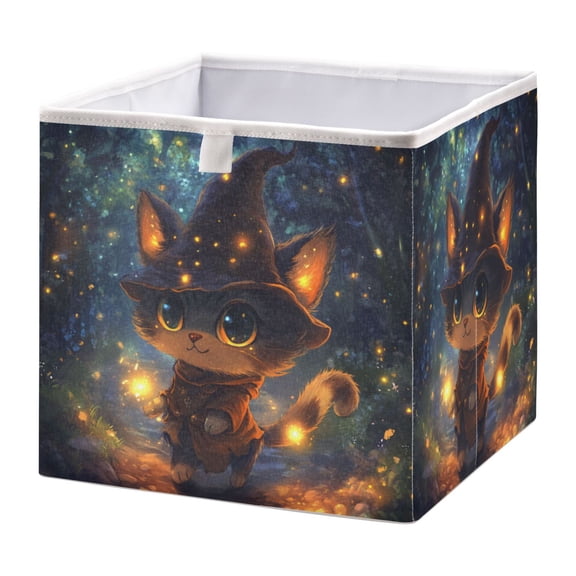 Storage Basket Foldable Easy to Clean Durable with Hollow Support Plate with Handle 11.02x11.02x11.02in Cute Anime