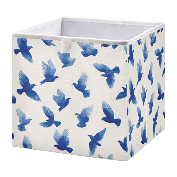 Storage Basket Foldable Easy to Clean Durable with Hollow Support Plate with Handle 15.75x10.63x6.96in Blue Birds in Flight