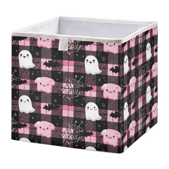 Storage Basket Foldable Open Organizers for Clothes Toys Books11.02x11.02x11.02in Cute Halloween Ghosts