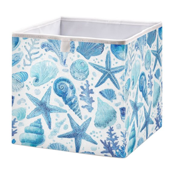 Storage Basket Foldable Open Organizers for Clothes Toys Books11.02x11.02x11.02in Ocean-inspired Sea Creatures Pattern