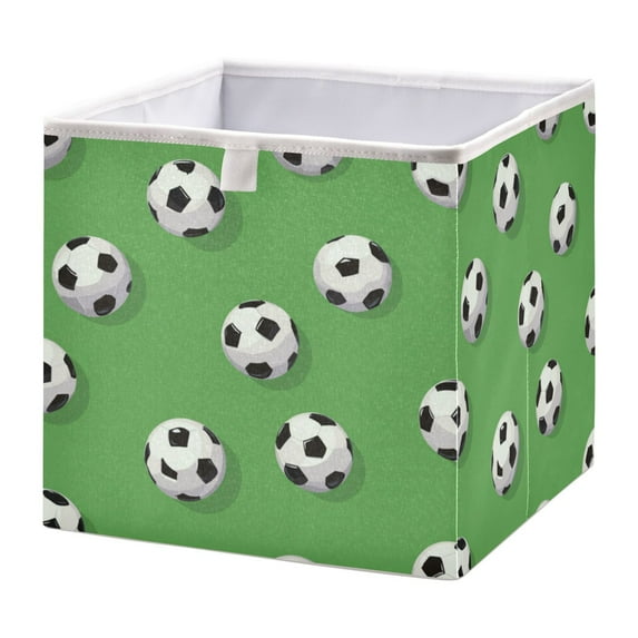 Storage Basket Foldable Open Organizers for Clothes Toys Books11.02x11.02x11.02in Soccer Balls Pattern