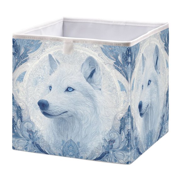 Storage Basket Foldable Open Organizers for Clothes Toys Books11.02x11.02x11.02in Striking Arctic Wolf