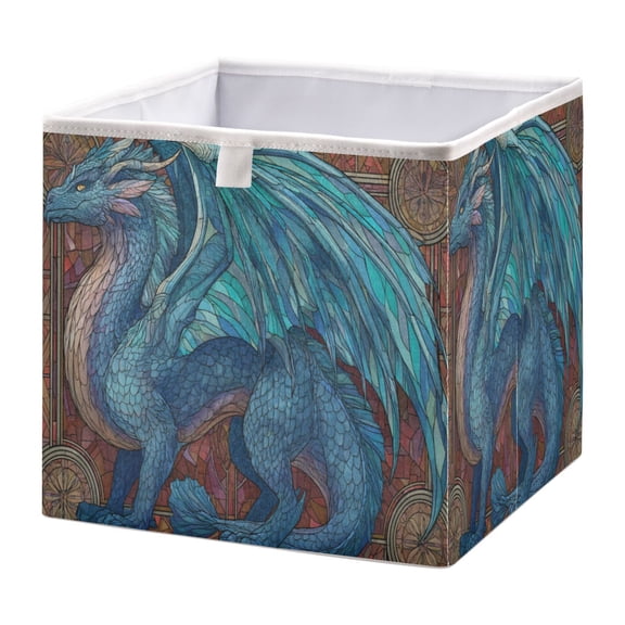 Storage Basket Foldable Open Organizers for Clothes Toys Books15.75x10.63x6.96in Azure Dragon