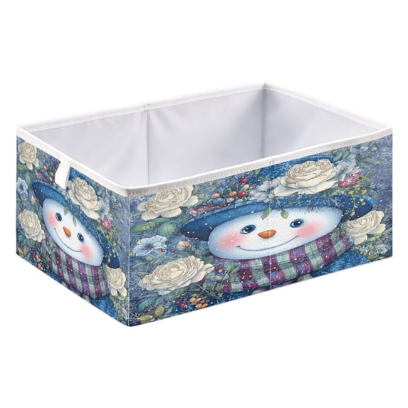 Storage Basket Foldable Open Organizers for Clothes Toys Books15.75x10.63x6.96in Blue Hat Snowman