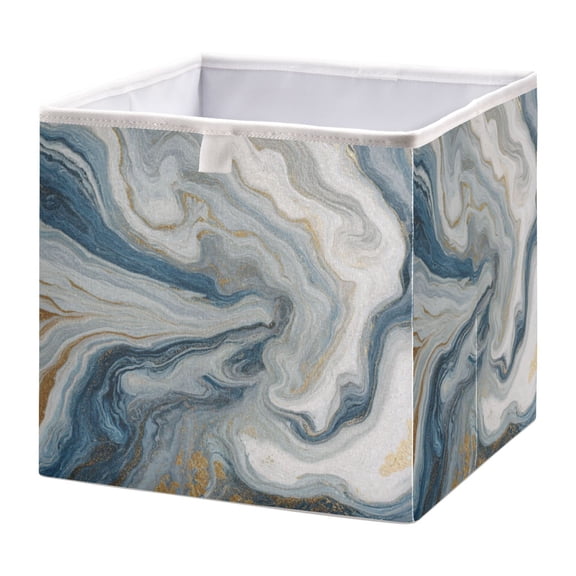 Storage Basket Foldable Open Organizers for Clothes Toys Books15.75x10.63x6.96in Gray Marble