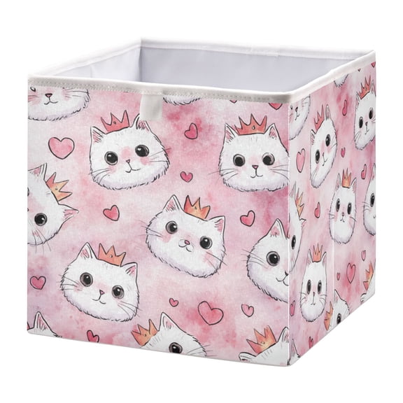 Storage Basket Foldable Open Organizers for Clothes Toys Books15.75x10.63x6.96in Happy Crown Kitty