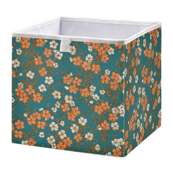 Storage Basket Foldable Open Organizers for Clothes Toys Books15.75x10.63x6.96in Orange Peach Blossom
