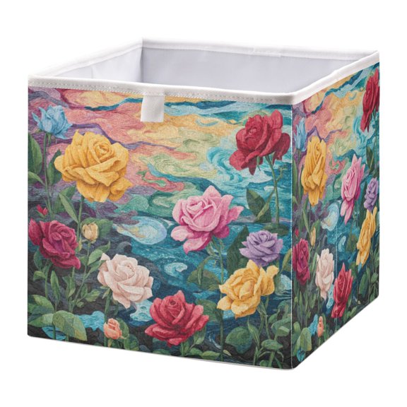 Storage Basket Foldable Open Organizers for Clothes Toys Books15.75x10.63x6.96in Roses in Various Colors