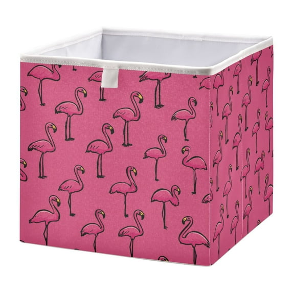 Storage Basket Foldable Open Organizers for Clothes Toys Books15.75x10.63x6.96in Seamless Pattern Of Pink Flamingos