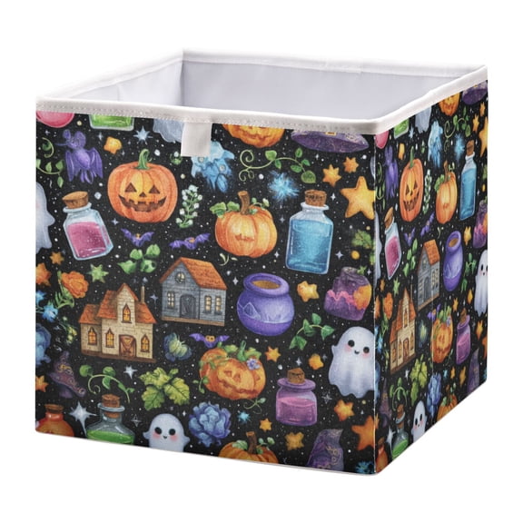 Storage Basket Foldable Open Organizers for Clothes Toys Books15.75x10.63x6.96in Spooky Halloween Fabric