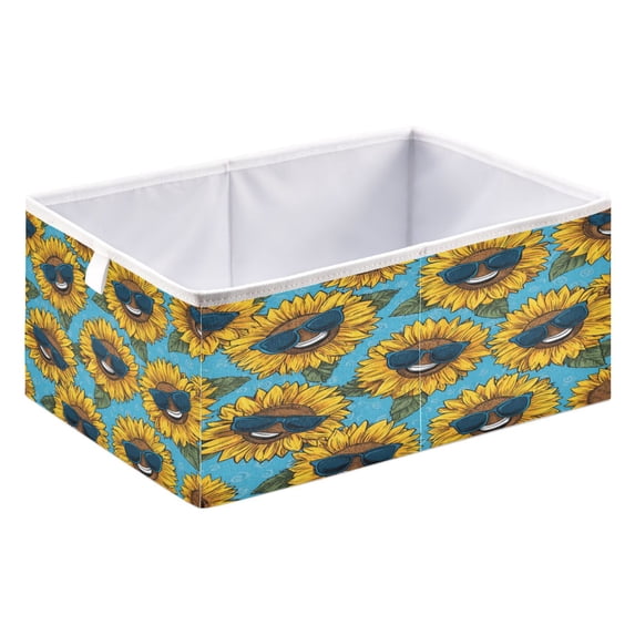 Storage Basket Foldable Open Organizers for Clothes Toys Books15.75x10.63x6.96in Sunglasses Smiley Sunflowers