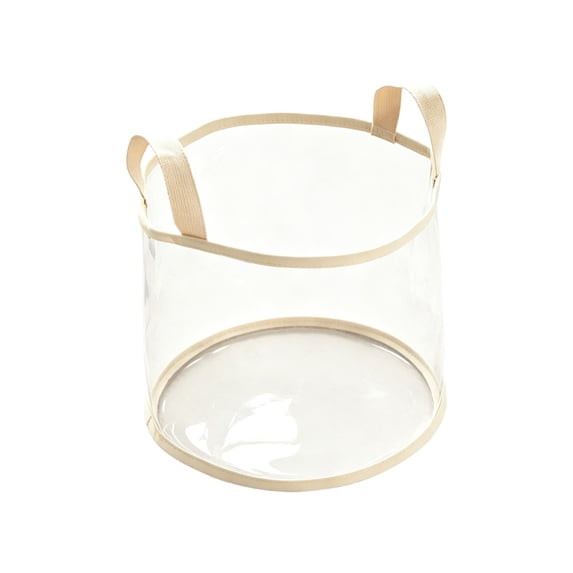 Storage Basket, Foldable Transparent Pvc Organizer Bin with Large Loop Handles, 9.8x8.2x8.2 Inches, Sturdy Stackable Bin for Clothes, Toys, Blankets in Wardrobe, Nursery, Living Room