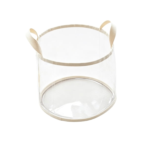 Storage Basket, Foldable Transparent Pvc Organizer Bin with Large Loop Handles, 9.8x8.2x8.2 Inches, Sturdy Stackable Bin for Clothes, Toys, Blankets in Wardrobe, Nursery, Living Room