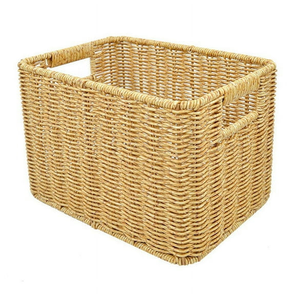 Storage Basket Hand-Woven Rattan Wicker Basket Organizing Box S