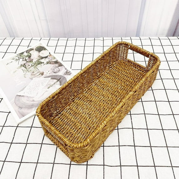 Storage Basket Handmade Cable Management Box Imitation Rattan Cord Organizer Cord Hider Box Desk Cord Management Box To Hide Cords And Power Strip