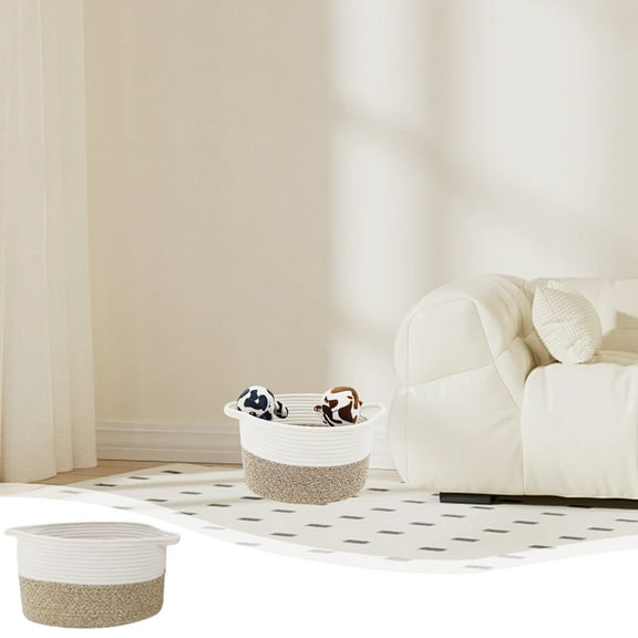 Storage Basket, Handwoven Bohemian Style Storage Box, Cotton Woven Basket for Clothing Toys Decoration Machine Washable