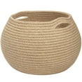 thumbnail image 1 of Storage Basket, Kvago Cute Round Woven Baskets with Handles, Small Cotton Rope Basket Decorative Organizer for Living Room, Nursery (Jute, 9.84" x 9.06" x 8.27" ), 1 of 7