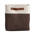thumbnail image 1 of Storage Basket with Leather Handle, 11.02 inch Fabric Storage Bin, Clothes Organizer Basket, Laundry Storage Basket, Foldable Linen Storage Box, Closet Blanket Organizer for Bedroom Household, 1 of 5
