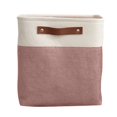 thumbnail image 1 of Storage Basket with Leather Handle, 11.02 inch Fabric Storage Bin, Clothes Organizer Basket, Laundry Storage Basket, Foldable Linen Storage Box, Closet Blanket Organizer for Bedroom Household, 1 of 5