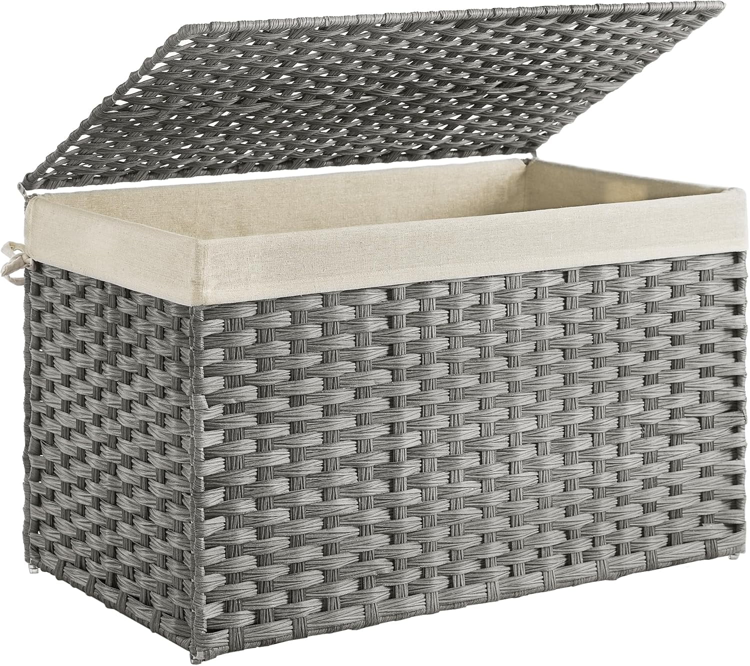 Storage Basket with Lid, 27.7 Gallon (105L) Storage Bin, Woven Blanket ...