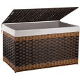 thumbnail image 1 of Storage Basket with Lid, 42.3 Gallon (160L) Blanket Basket with Removable Liner Bag, Synthetic Wicker Hamper with Handle, Foldable, Hamper for Living Room, Brown, 1 of 14