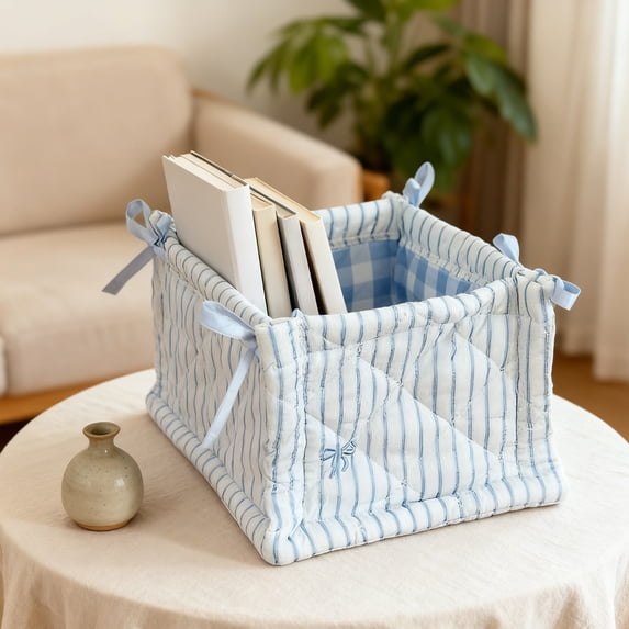 Storage Basket Organizer for Home, Desktop Storage Bin with Handles, Foldable Fabric Storage Box for Bedroom Living Room Bathroom Office Dorm Organization and Decluttering