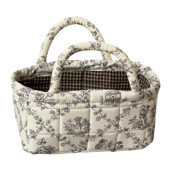Storage Basket, Pastoral Floral Fabric Organizer for Laundry Desktop Cosmetics and Toys Versatile Multipurpose Bin for Home Snacks and Sundries Storage