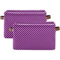 thumbnail image 1 of Storage Basket Polka Dots Purple Foldable Canvas Laundry Baskets Bin Waterproof Inner Layer with Sturdy Handles for Toy Nursery Blanket Clothes 2 Pack, 1 of 7