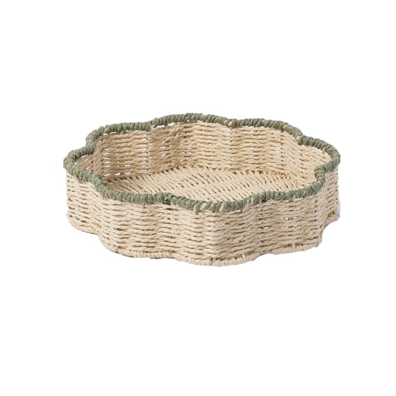 Storage Basket with Rattan, Woven, Paper Rope Material in Minimalist Style - Natural Rattan Weave for Kitchen Space Saving Dustproof Easy to Organize Multi-functional Durable
