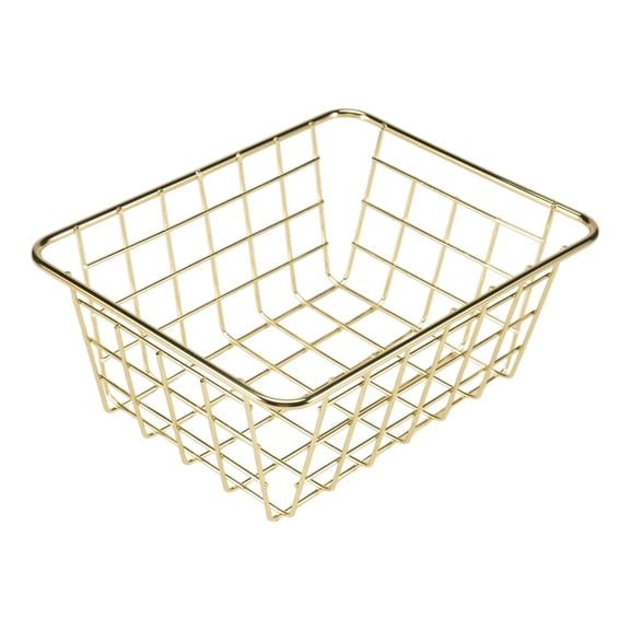 Storage Basket Solid Color Household Iron Basket Storage Box Bedroom Bathroom Gold S