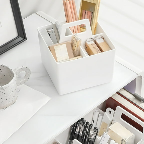 Storage Basket Square Hand Basket Desktop Organizer Drawer Box with Partition Stackable for Home Dormitory Plastic Durable