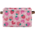 thumbnail image 1 of Storage Basket Strawberry Flower Pink Foldable Canvas Laundry Baskets Bin Waterproof Inner Layer with Sturdy Handles for Toy Nursery Blanket Clothes 1 Pack, 1 of 7