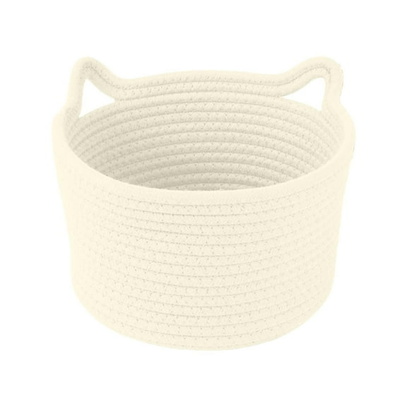 Storage Basket Toy Basket Cotton Rope Basket Cat Basket,Woven Rope Basket with Cat Ears for Toys Laundry Basket Cat Lovers