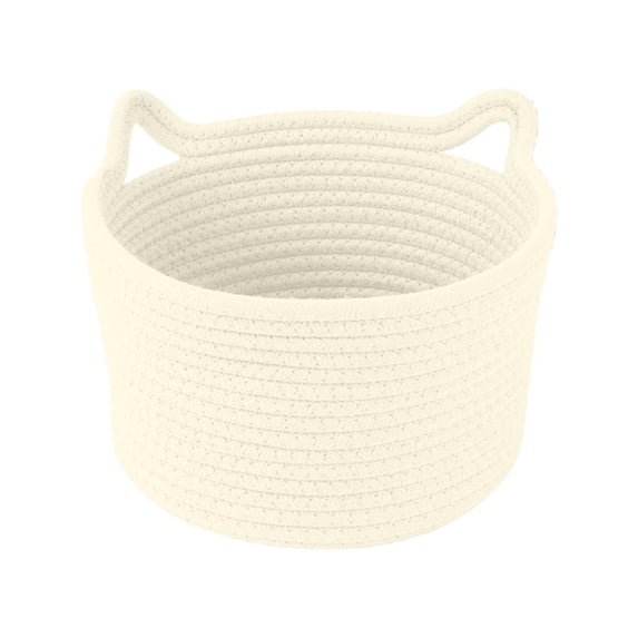 Storage Basket Toy Basket Cotton Rope Basket Cat Basket,Woven Rope Basket with Cat Ears for Toys Laundry Basket Cat Lovers