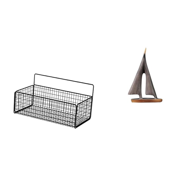 Storage Basket Wire Organizer Sailboat Statue Lightweight Iron Resin for Kitchen Bathroom Living Room Use