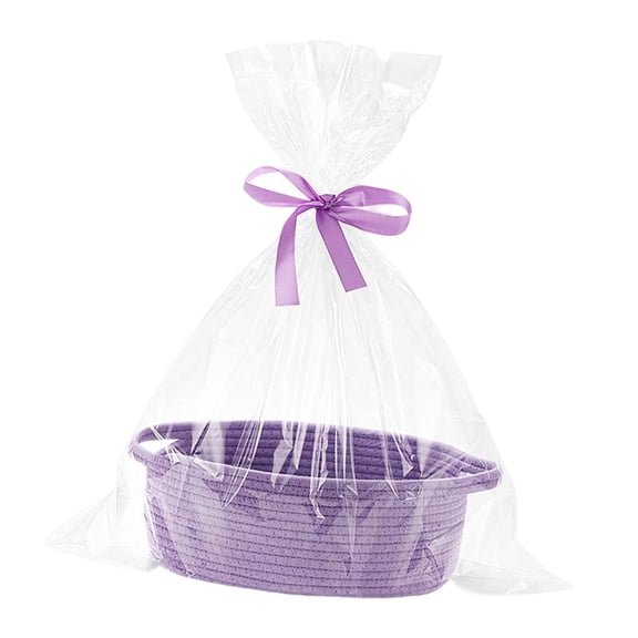 Storage Basket, Woven Lavender with Handles, 1 Pack Oval, For Easter Gift Giving Bathroom Bedroom Living Room Kitchen Countertop Organization