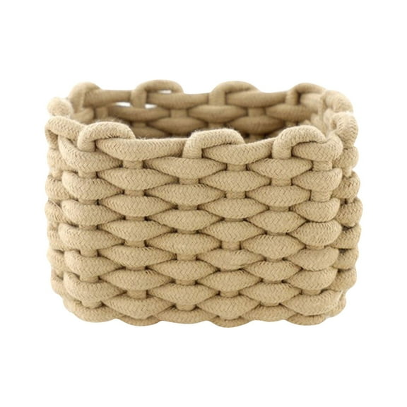 Storage Basket | Woven Storage Basket, Home Organization, Handmade Cotton Rope Box for Towels, Toys, Magazines, Farmhouse Style, Bathroom, Foldable, Multi-Use Brown