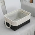 thumbnail image 1 of Storage Basket for Organizing - Collapsible Storage Bin with Handles - for Shelves Laundry Cube Toy Closet Nursery - Medium - Black, 1 of 6